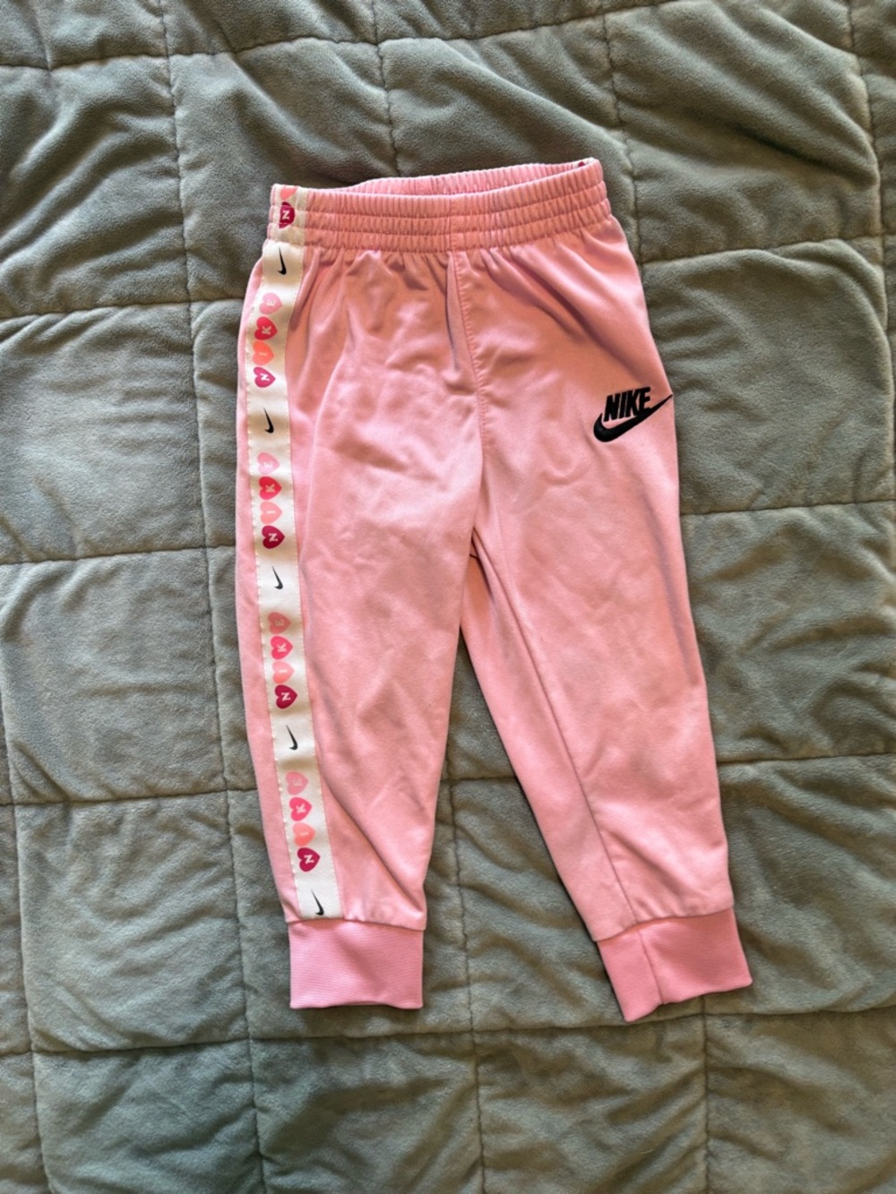 Nike Pink Girls' Logo Joggers with Heart Stripe